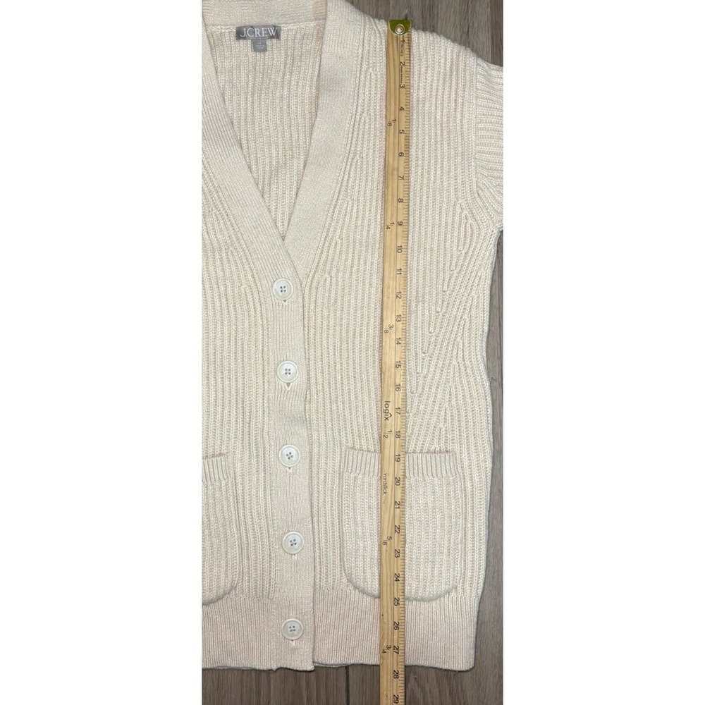 J.Crew Ribbed Knit V-neck Cardigan Sweater‎ Fisherman XS Cream Oversized Alpaca - Picture 4 of 7